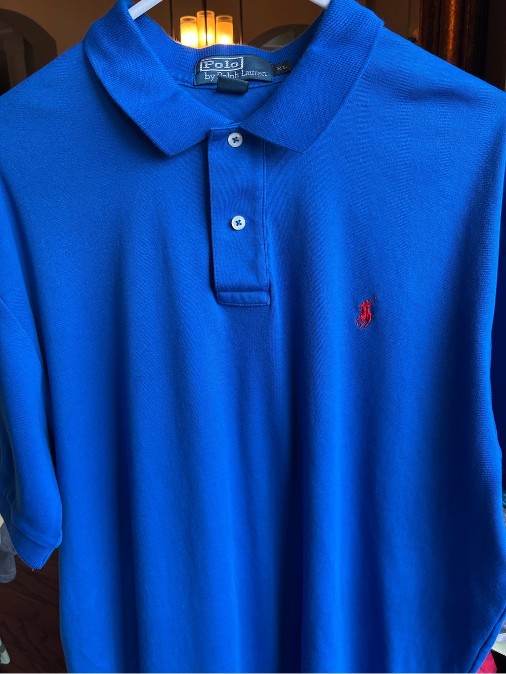 Ralph Lauren Men's Bright Blue Polo with Red Pony